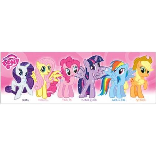 Photo 1 of My Little Pony Pink Characters 36x12 Art Print Poster Girl Kids Rarity Fluttershy Pinkie Pie Twilight Sparkle Rainbow Dash Apple Dash