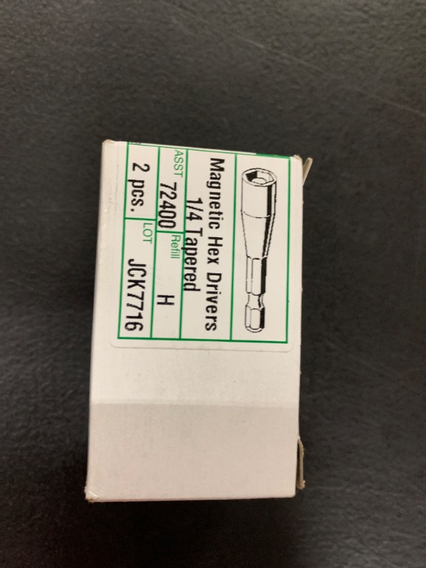 Photo 1 of 1/4" X 2-1/32" Tapered Magnetic Hex Driver Bits 2PK