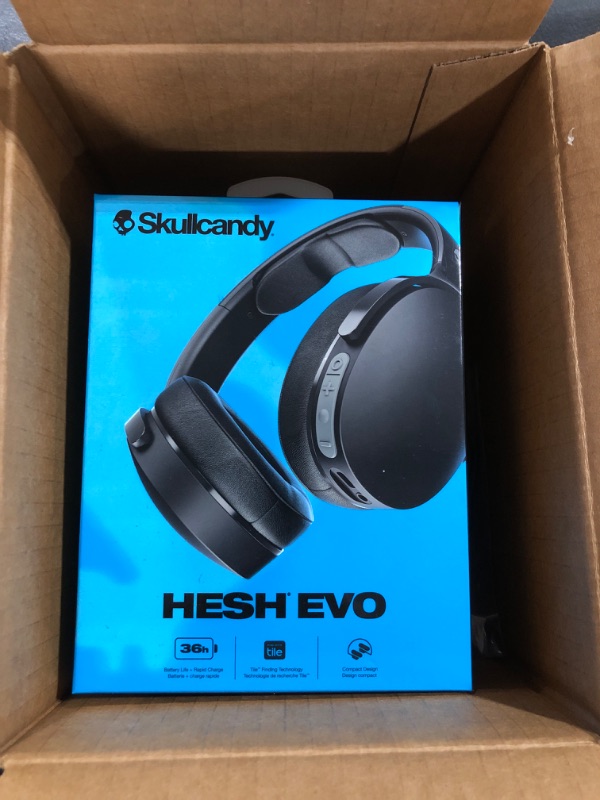 Photo 2 of Skullcandy Hesh Evo Wireless Headphones with Charging Cable, 36 Hr Battery, Microphone, Works with iPhone Android and Bluetooth Devices - True Black