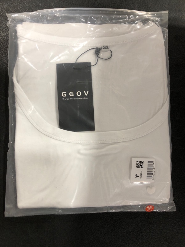 Photo 2 of GGOV Women's Long Sleeve Crop top, Ribbed & Slim Fitted Cotton Shirts, Square Crewneck Tee Basics for Daily & Casual Wear White size 2XL