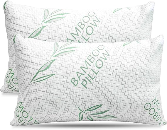 Photo 1 of 2 Pack King Size Rayon Derived from Bamboo Pillow for, Cooling Shredded Memory Foam Bed Pillows Set – Back, Stomach, Side Sleepers, Removable Cover, Adjustable to Firm/Soft, King (Pack of 2)
