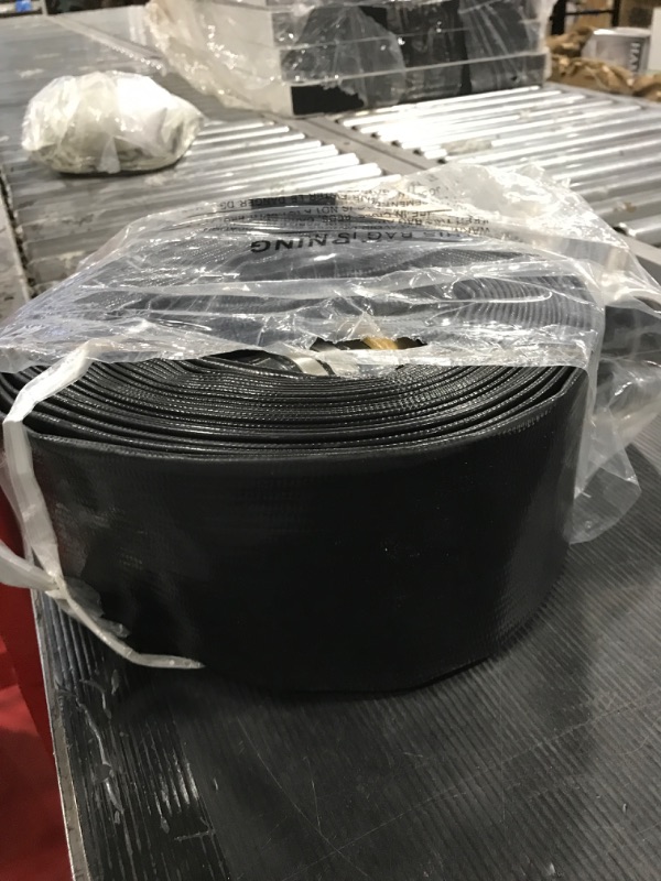 Photo 2 of 3" x 50' Black PVC Backwash and Discharge Hose for Swimming Pools, Heavy Duty Reinforced Flat Pool Hose with Aluminum Pin Lug Fittings