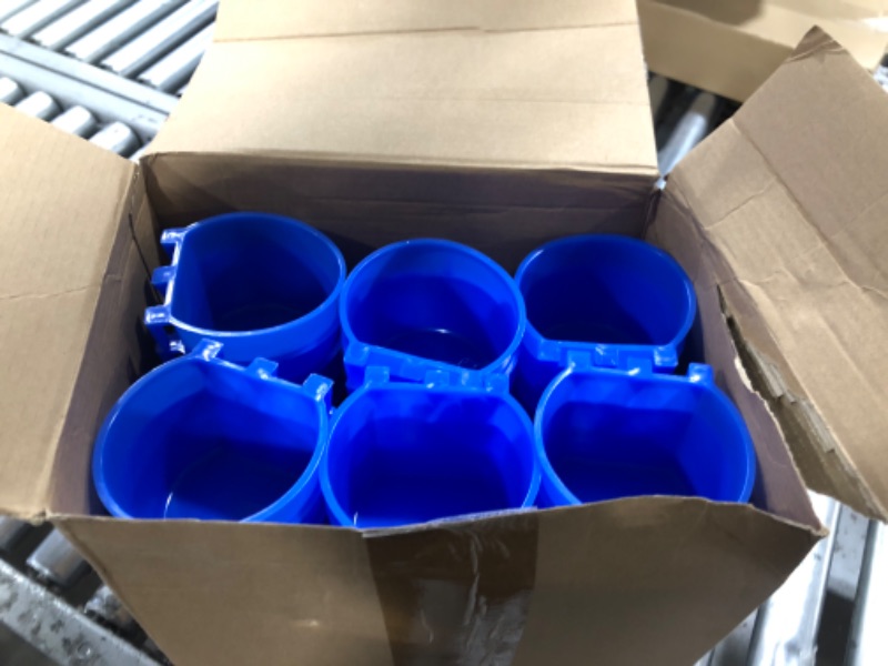 Photo 2 of Ziliny 120 Pcs Cage Cups Chicken Birds Feeder Cups Plastic Hanging Chicken Feeders and Waterers Cup 8 oz Feeding Bowl for Gamefowl Supplies Pet Pigeon Poultry Parrot Parakeet Rooster Rabbit(Blue)