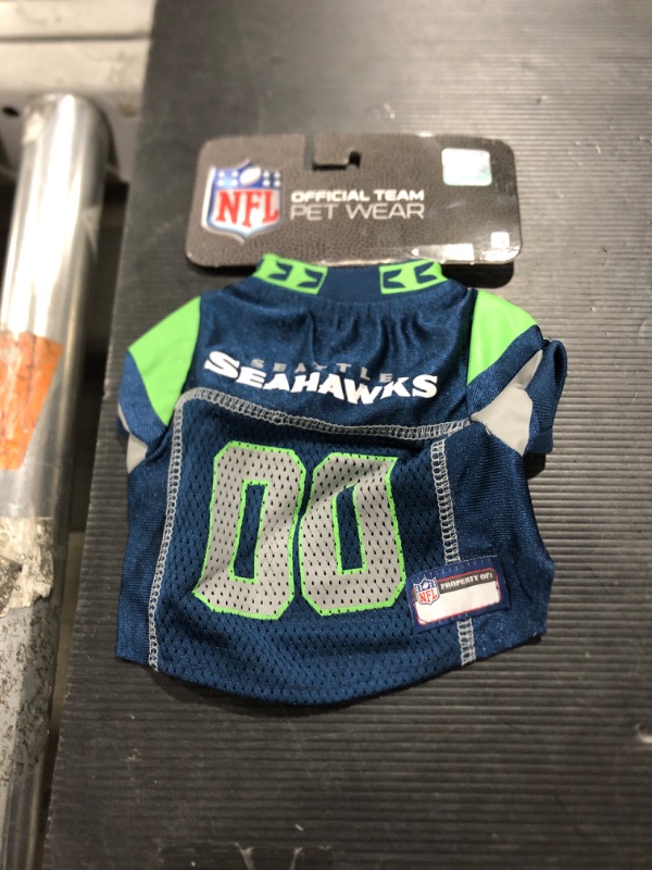 Photo 2 of NFL Seattle Seahawks Dog Jersey, Size: Small. Best Football Jersey Costume for Dogs & Cats. Licensed Jersey Shirt