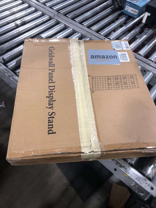 Photo 1 of AHOWPD Gridwall Panel Display Stand Rack- Heavy-Duty Movable Wire Gridwall Display Racks with Wheels and Feet, Floorstanding and Wall Mount Double Side Display Stand (White)