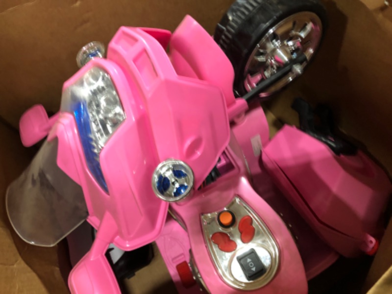 Photo 1 of Lil' Rider Electric Motorcycle for Kids – 3-Wheel Battery Powered Motorbike for Kids Ages 3-6 – Fun Decals- Reverse- and Headlights (Pink), Large