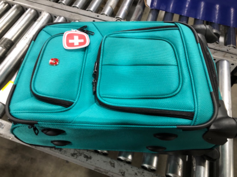 Photo 2 of SwissGear Sion Softside Expandable Luggage, Teal, Carry-On 21-Inch