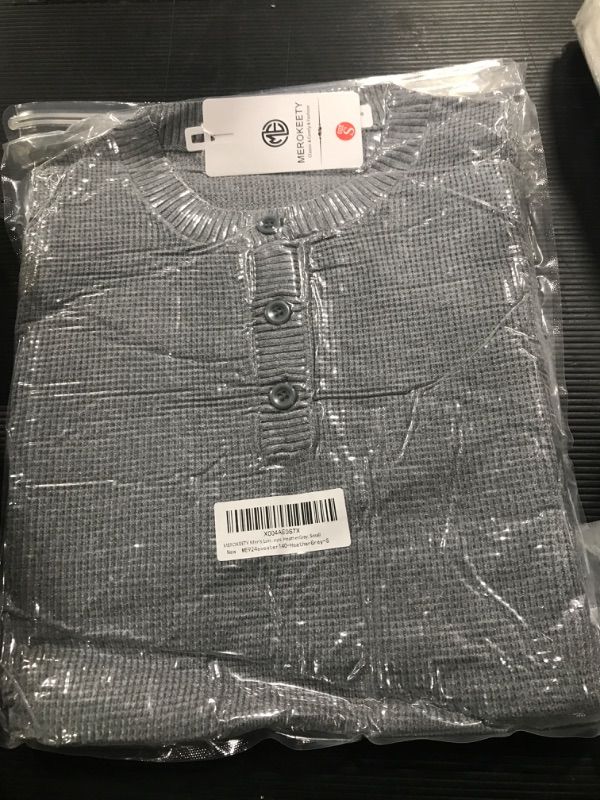 Photo 1 of MEROKEETY Men's Long Sleeve Pullover Sweater Crew Neck Button Casual Waffle Knit Henley Sweaters Tops, HeatherGrey, Small