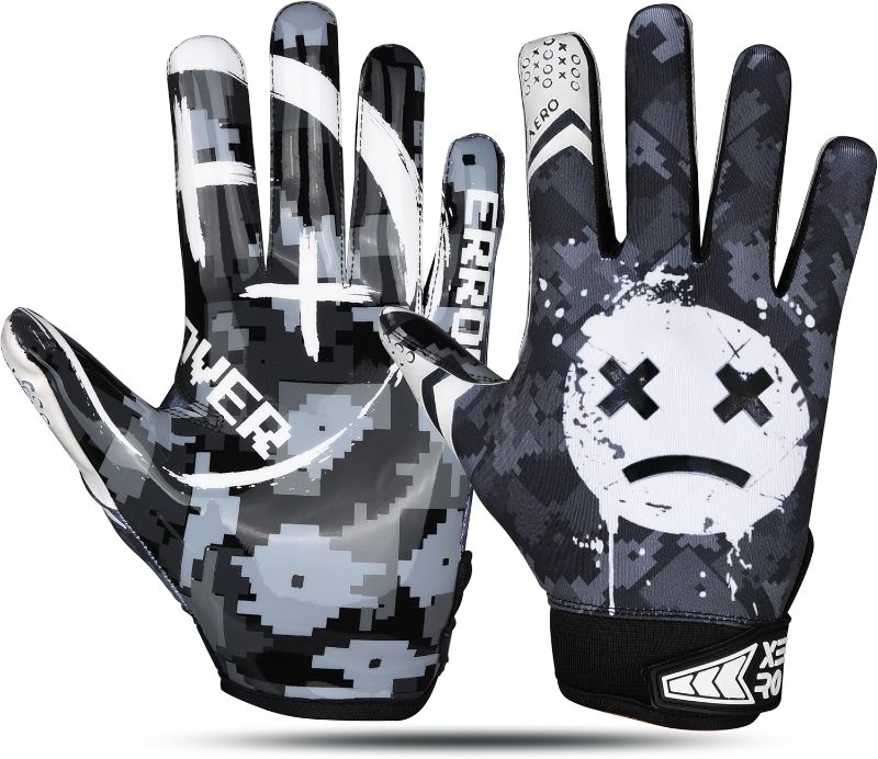 Photo 1 of [Size L] Game Over Football Gloves - Youth & Adult Football Receiver Gloves - Tacky Grip Skin Tight Premium Gloves
