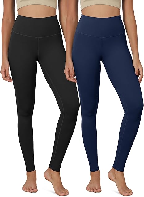 Photo 1 of [Size L] ODODOS ODCLOUD 2-Pack Buttery Soft Lounge Yoga Leggings for Women Full Length 28" High Waist Yoga Pants, Black+Blue, Large