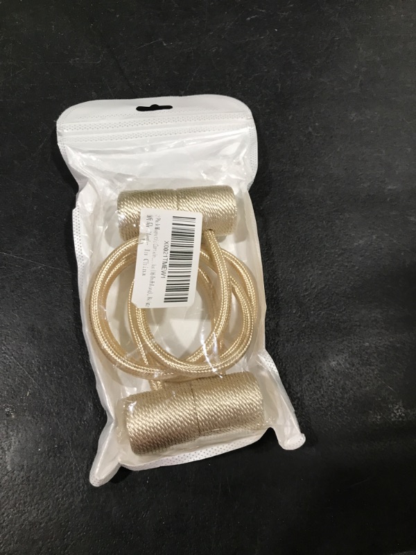 Photo 1 of 2 Pack Magnetic Curtain Tiebacks, The Most Convenient Drape Tie Backs, Decorative Rope Holdback Holder for holdbacks Big, Decorative Curtain Holdbacks (16 Inch Long), Beige