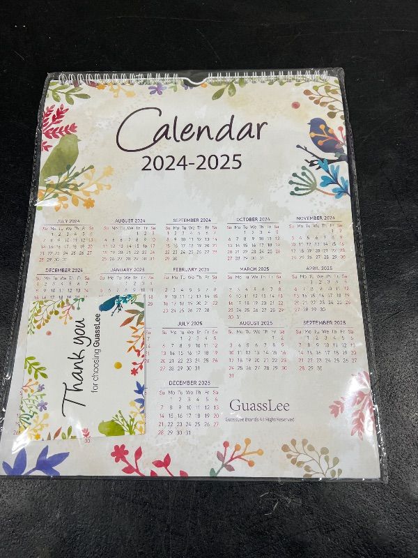 Photo 2 of GuassLee Wall Calendar 2024-2025, Floral Vibes Calendar Wall 2024, 18-Months Hanging Calendar Jul. 2024 to Dec. 2025, 14” x 11” Monthly Planner Wall with Thick Paper for Office School Home Teacher