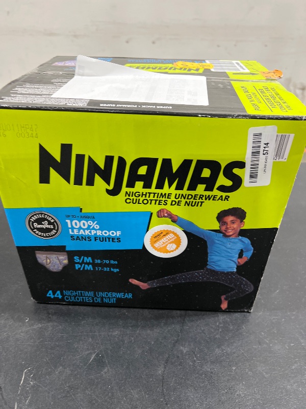 Photo 2 of Pampers Ninjamas Nighttime Bedwetting Underwear Boys - Size S/M (38-70 lbs), 44 Count