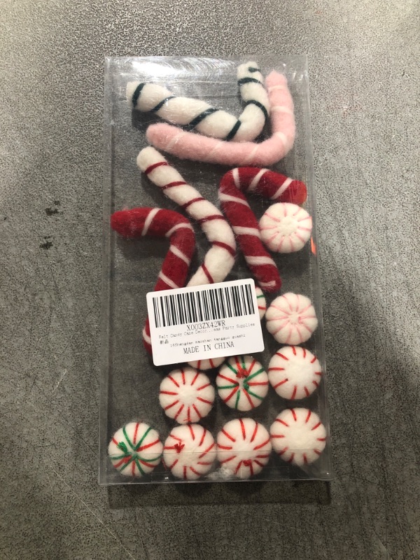 Photo 1 of GuassLee 16pcs Felt Candy Cane Christmas Decorations for Tree - Red White Candy Cane Christmas Art and Crafts DIY Garland for Cute Christmas Home Decor Candyland Party Favor Supplies