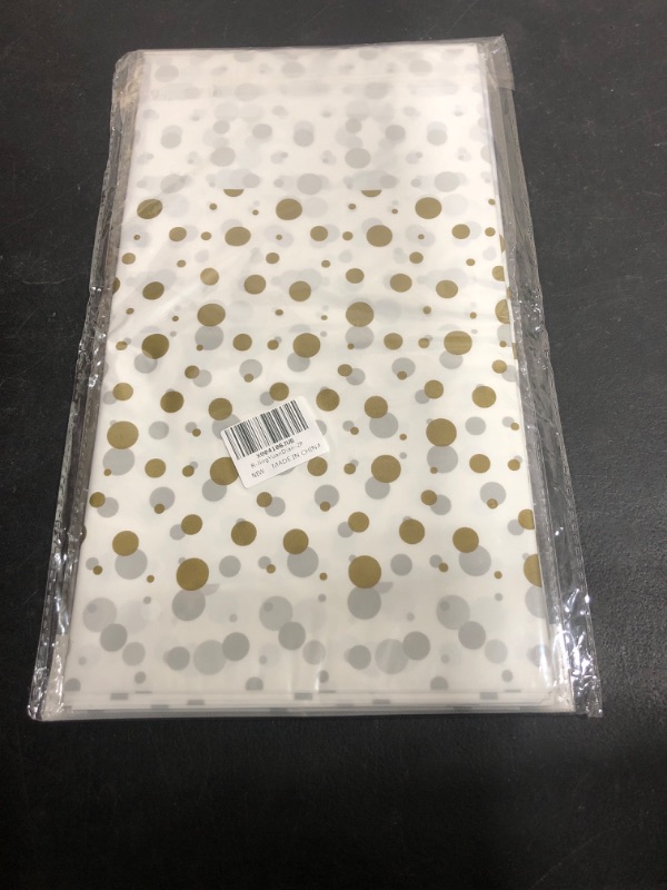 Photo 1 of 2 Pack Christmas Plastic Tablecloths Disposable Xmas Table Covers Table Cloths BBQ Picnic Birthday Christmas Party Covers Waterproof Oil-proof Table Cloth Thin White with Dot Table Cloths 54 x 108 In