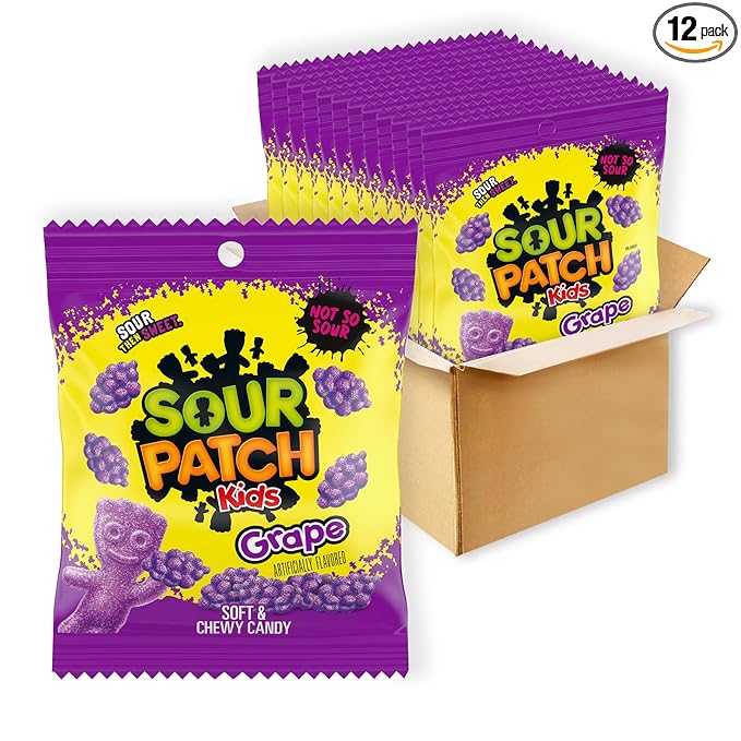 Photo 1 of 07-12-2024   SOUR PATCH KIDS Grape Soft and Chewy Candy, Bulk Candy, 12 - 5.06 oz Bags