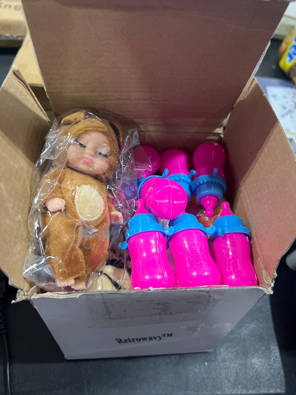 Photo 1 of 10 Pcs 4 Inch Mini Baby Dolls Realistic Baby Doll Animal Clothes Cute Tiny Babies Gifts Set with 10 Pcs Nursing Bottles for Boys Girls Toddlers Kids 3+ Birthday Gift Big Fillers