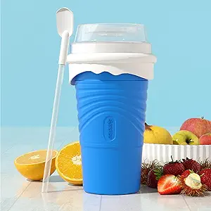 Photo 1 of Slushy Maker Cup,Quick Frozen Magic Cup,Double-layer silicone cup with lid and straw,Cooling Cup, Slushy Cup (Blue)