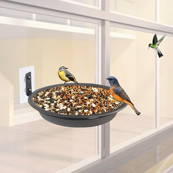 Photo 1 of  Bird feeder Heavy Duty Sturdy Steel, 8.5” in Diameter×1.85" Deep Bird Bath Tray, Traceless Installation on Smooth Surfaces of Glass, Tiles, and Marble