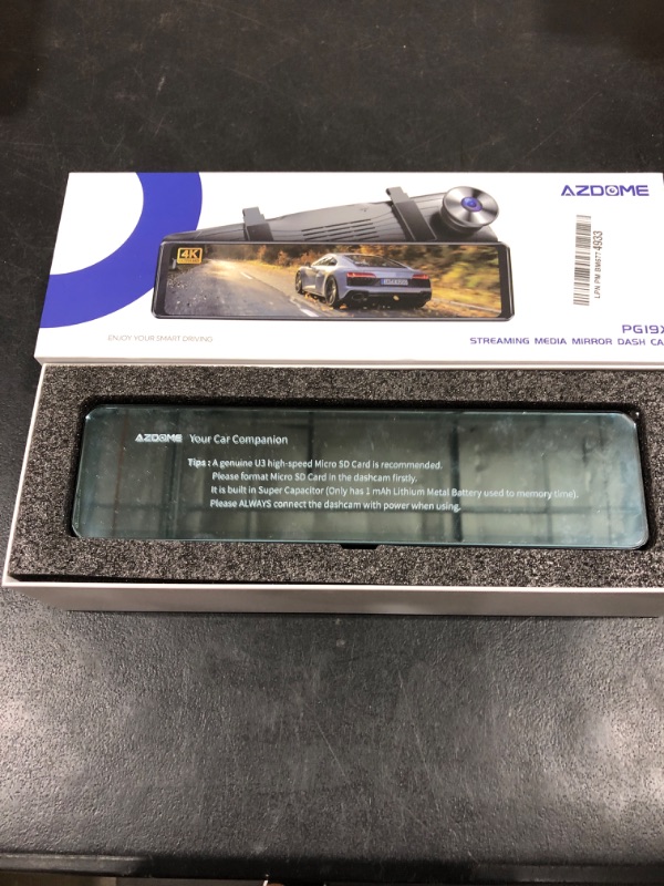 Photo 1 of AZDOME 12" 4K WiFi Rear View Mirror Camera, Mirror Dash Cam with GPS, Rearview Mirror Camera, Mirror Dash Cam Front and Rear, Night Vision, 24H Parking Monitor, 64GB SD Card