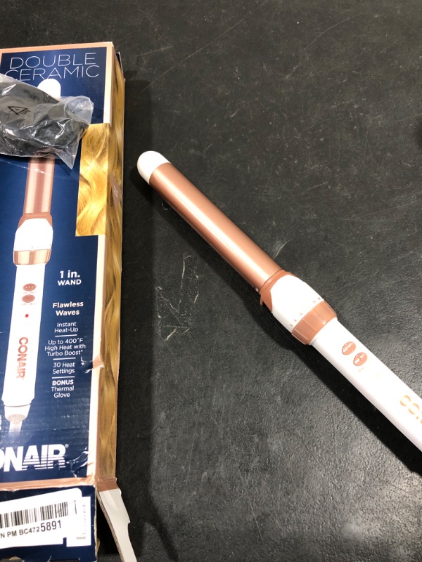 Photo 2 of Conair Double Ceramic Curling Wand; 1-inch; White/Rose Gold