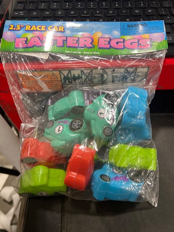 Photo 2 of The Dreidel Company Race Car Plastic Easter Eggs, Fillable Easter Eggs, Perfect for Easter Egg Hunt, Surprise Egg, Easter Hunt, Party Favor 2.5" (12-Pack)