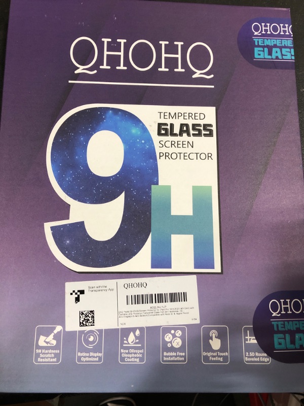 Photo 2 of [2+2 Pack] QHOHQ Tempered Glass Screen Protector for iPad Pro 12.9 2020 4th ? 2021 5th with Camera Lens Protector