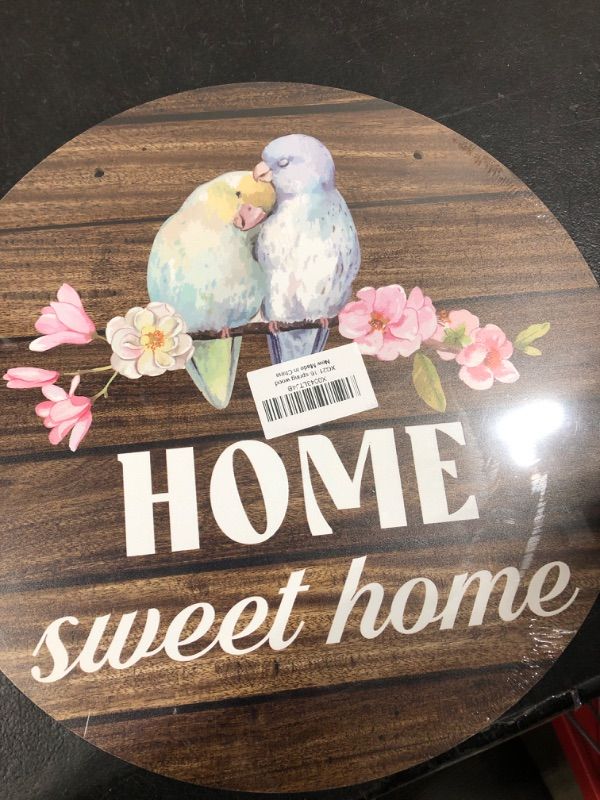 Photo 2 of Spring Decor Home Sweet Home Sign Welcome Front Door Round Wood Sign Hanging Birds Sign for Farmhouse porch Spring Welcome Sign Front Door Decoration