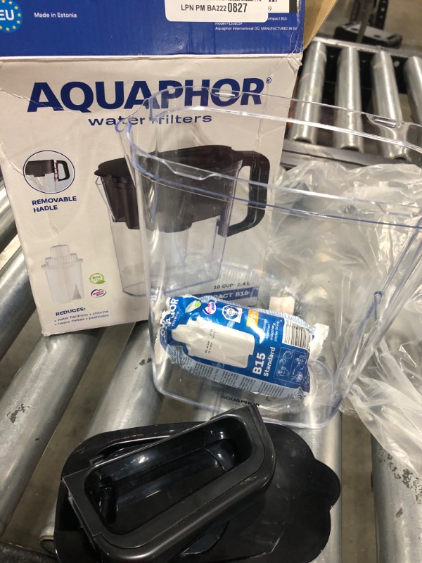 Photo 2 of AQUAPHOR Compact 5-Cup Water Filter Pitcher - Black with 1 x B15 Filter - Fits in The Fridge Door - Reduces Limescale and Chlorine - Ideal for Five Cups