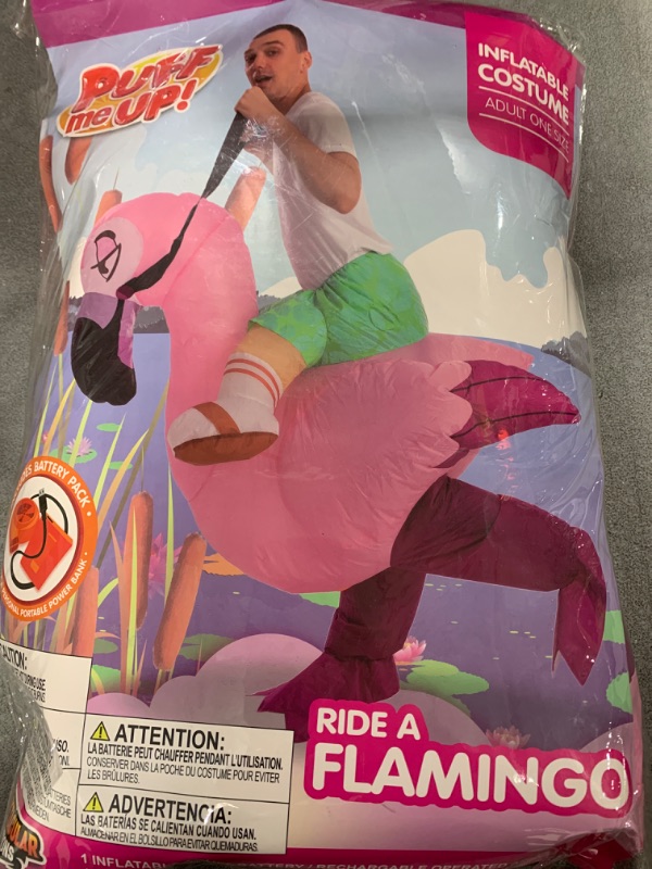 Photo 1 of Spooktacular Creations Inflatable Halloween Costume Ride A Flamingo Ride On Inflatable Costume - Adult Unisex One Size