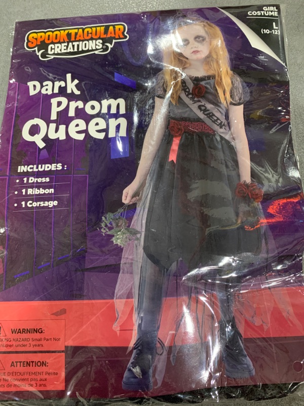 Photo 2 of Spooktacular Creations Halloween Child Girl Dark Prom Queen Costume, Bad Girl Zombie Prom Queen Costume for Kids, Girls, Halloween-L(10-12yr)