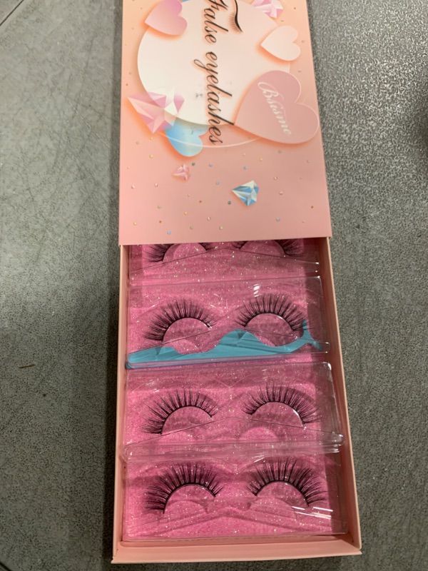 Photo 2 of Bsisme False Eyelashes Cat-Eye Wispy Mink Eyelashes Natural Look Faux Fluffy Fake Eyelashes Cluster Long Full Extension Volume Thick Eye Lashes Soft Lightweight Reusable Lash (5 Pairs Pack)
