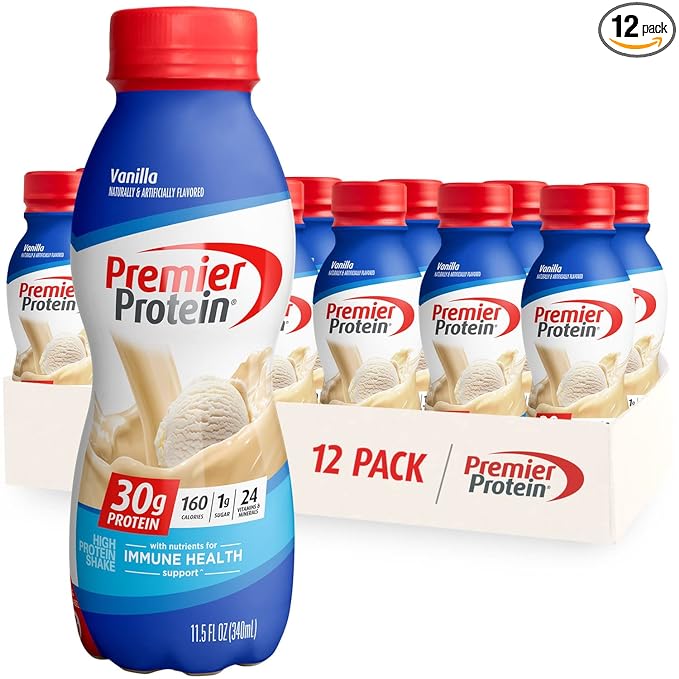 Photo 1 of Premier Protein Shake, Vanilla, 30g Protein, 1g Sugar, 24 Vitamins & Minerals, Nutrients to Support Immune Health 11.5 fl oz, 12 Pack