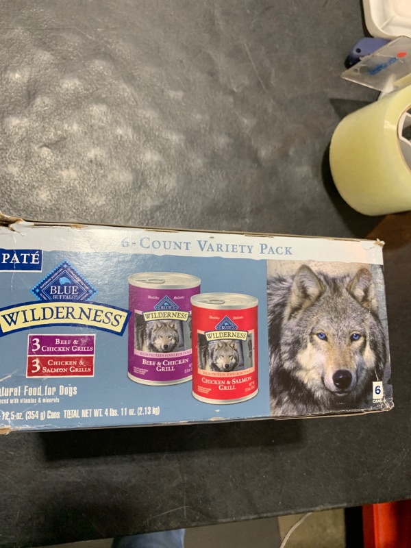 Photo 2 of Blue Buffalo Wilderness High Protein Beef and Chicken & Salmon and Chicken Wet Dog Food Variety Pack for Adult Dogs, Grain-Free, 12.5 oz. Cans (6 Pack)