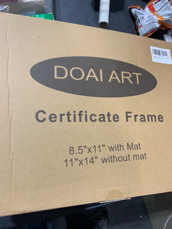 Photo 2 of DOAI ART 8.5 x 11 Diploma Frame Classic Mahogany Display 8.5x11-inch with Blue Over Gold Mat or 11x14 Document &Certificate Without Mat,Wide Molding, Gold Beads Hanging Hardware Included, Tabletop