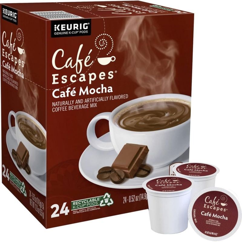 Photo 1 of Cafe Escapes™ Single-Serve Coffee K-Cup® Pods, Cafe Mocha, Carton Of 24 - BBD 18 FEB 2025
