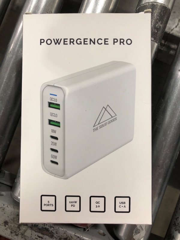 Photo 2 of Powergence Pro 110W 5-Port USB-C & USB-A PD Wall Charger with QC 3.0 - Power Adapter for iPhone, Samsung Galaxy, iPad, MacBook, Google Pixel, Thinkpad & XPS