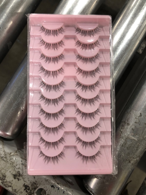 Photo 2 of 10 Pairs Lashes False Eyelashes Wispy Natural Mink Lashes Fake Eye Lashes Clear Lash Band Fake Eyelashes Pack