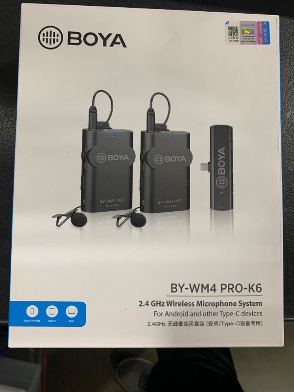 Photo 2 of BOYA by-WM4 PRO-K6 2.4G Wireless Microphone System (2 Transmitters + 1 Receiver) with Type-C Interface Receiver Compatible with Type-C Android Smartphones for Live Streaming Video Shooting Vlogging