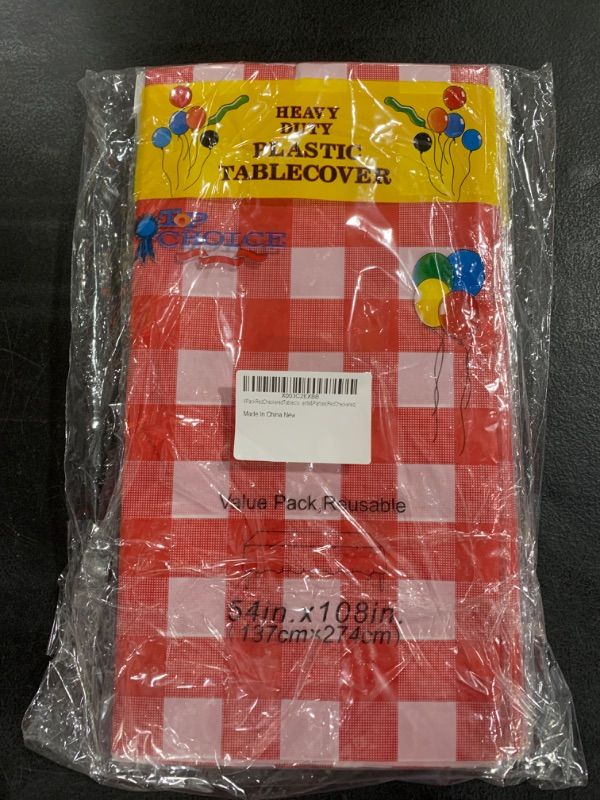 Photo 1 of 6 Pack Christmas Tablecloth Christmas Red Checkered Tablecloths Disposable Plastic Tablecloth for 8ft Long Rectangle Tables,108" X 54" Waterproof Covers for Christmas Party Decoration Supplies