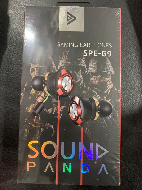 Photo 2 of SOUND PANDA SPE-G9 Gaming Earbuds with Dual Microphone with Dual Drivers Wired Earphones with in-Ear Headset with Volume Control for PS4, PS5, PC, Nintendo, Mobile Game (Red)