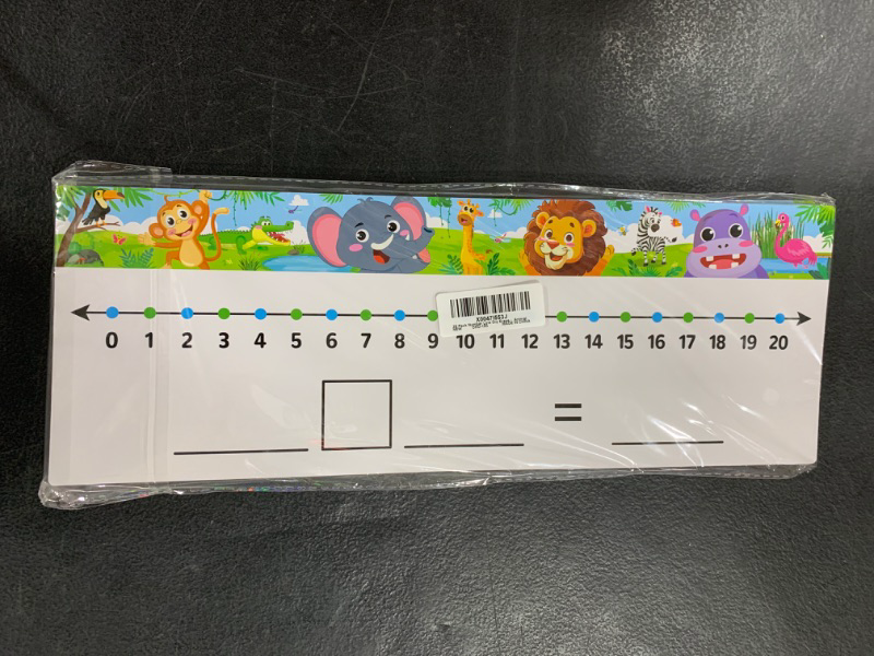 Photo 2 of 28 Pack Number Line Dry Erase Boards Cards 13.8” x 5” Double Sided Writable & Erasable Board 0-10 on One Side & 0-20 on Other Side Math White Board for Kids Students Classroom Home (Jungle Animal)