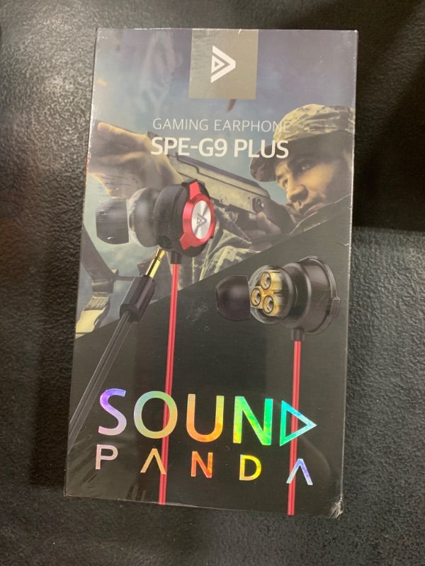Photo 1 of SOUND PANDA SPE-G9 Plus+ Gaming Earbuds Triple Driver 3.5mm with Dual Microphone | Wired Earbuds with 1.5m Cable | for PC, Mobile, Xbox, PS5, PS4, Switch | in-Ear Gaming Headset (Red)