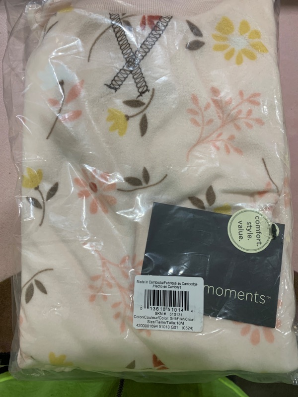 Photo 2 of [Size 18mo] Modern Moments by Gerber Baby Boys' Bunny Fleece 2-Piece Sweater & Pant Pajama Set, Light Pink Falling Flower, 18 Months