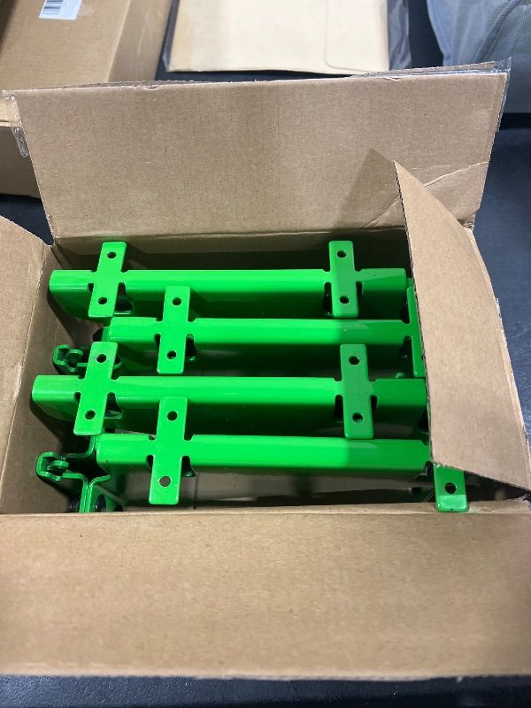 Photo 2 of AUTOSwpozo 4 Pack E-Track Fixed Shelf Track Brackets, E Track Shelf Brackets for Enclosed Trailers, Trucks, Garage, Warehouse, Painting Coated E-Track Accessories (Green)