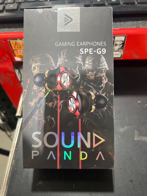 Photo 2 of SOUND PANDA SPE-G9 Gaming Earbuds with Dual Microphone with Dual Drivers Wired Earphones with in-Ear Headset with Volume Control for PS4, PS5, PC, Nintendo, Mobile Game (Red)