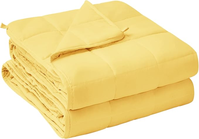 Photo 1 of  Weighted Blanket for Adults (20 lbs, 48” x 72”, Yellow) Cooling Heavy Blanket 