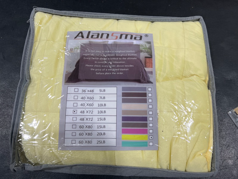 Photo 2 of  Weighted Blanket for Adults (20 lbs, 48” x 72”, Yellow) Cooling Heavy Blanket 