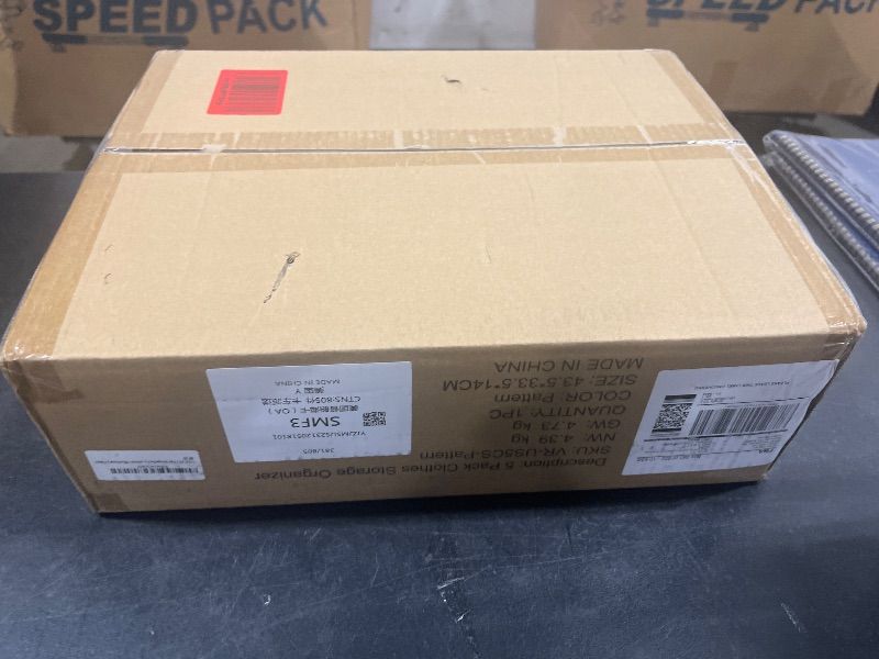 Photo 1 of VASICAR 5 Pack Stackable Storage Boxes with Metal Frame & Pull-down Lid, Foldable Storage Cube Bins Shoe Containers Boxes for Bedroom, Pattern