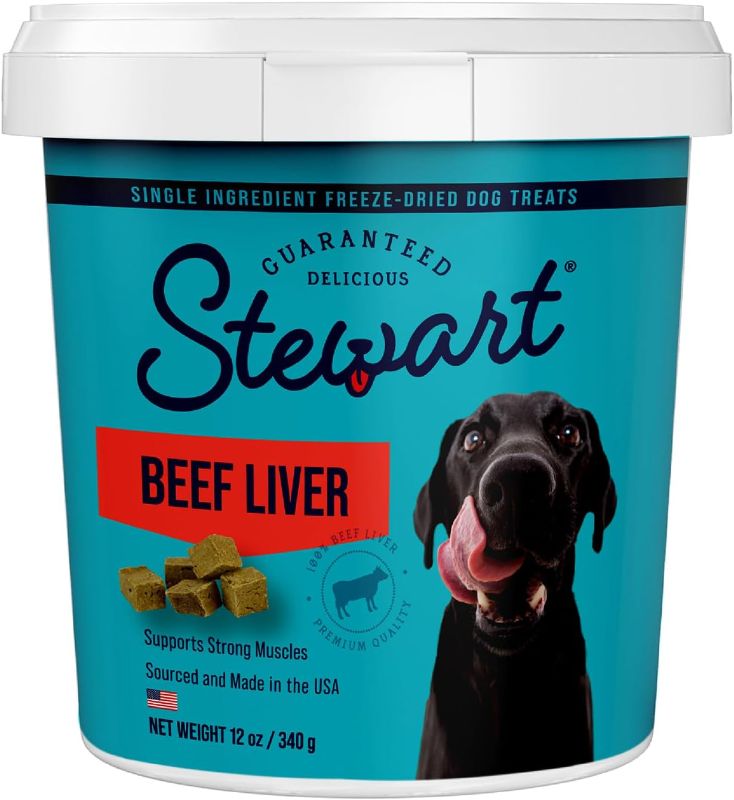 Photo 1 of Stewart Pro-Treat Beef Liver Freeze-Dried Raw Dog Treats, 12-oz tub --- B.B. 8-26-2025